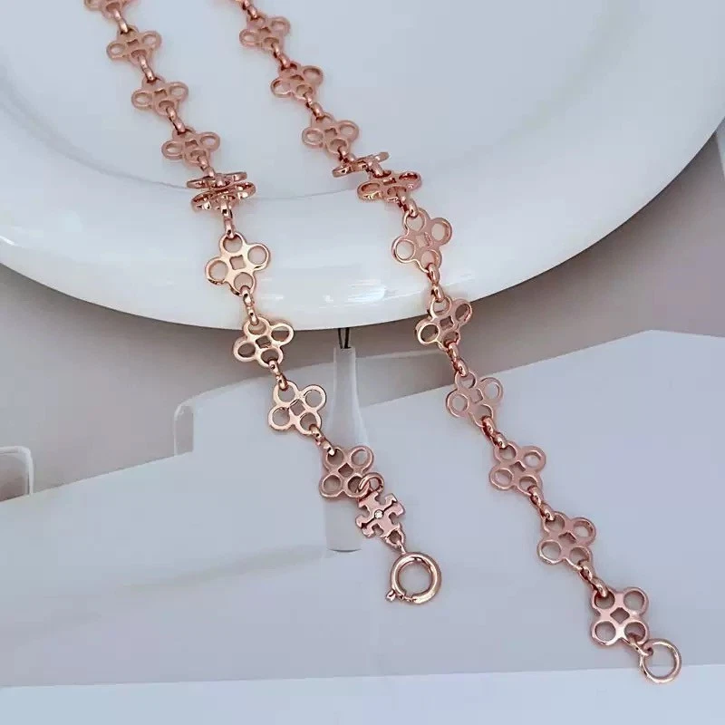 ¡Nuevo! Collar Largo Tono Oro Rosa Logo Tory con Bolsa Joyería Tamaño:83cm Foto 2 de 2