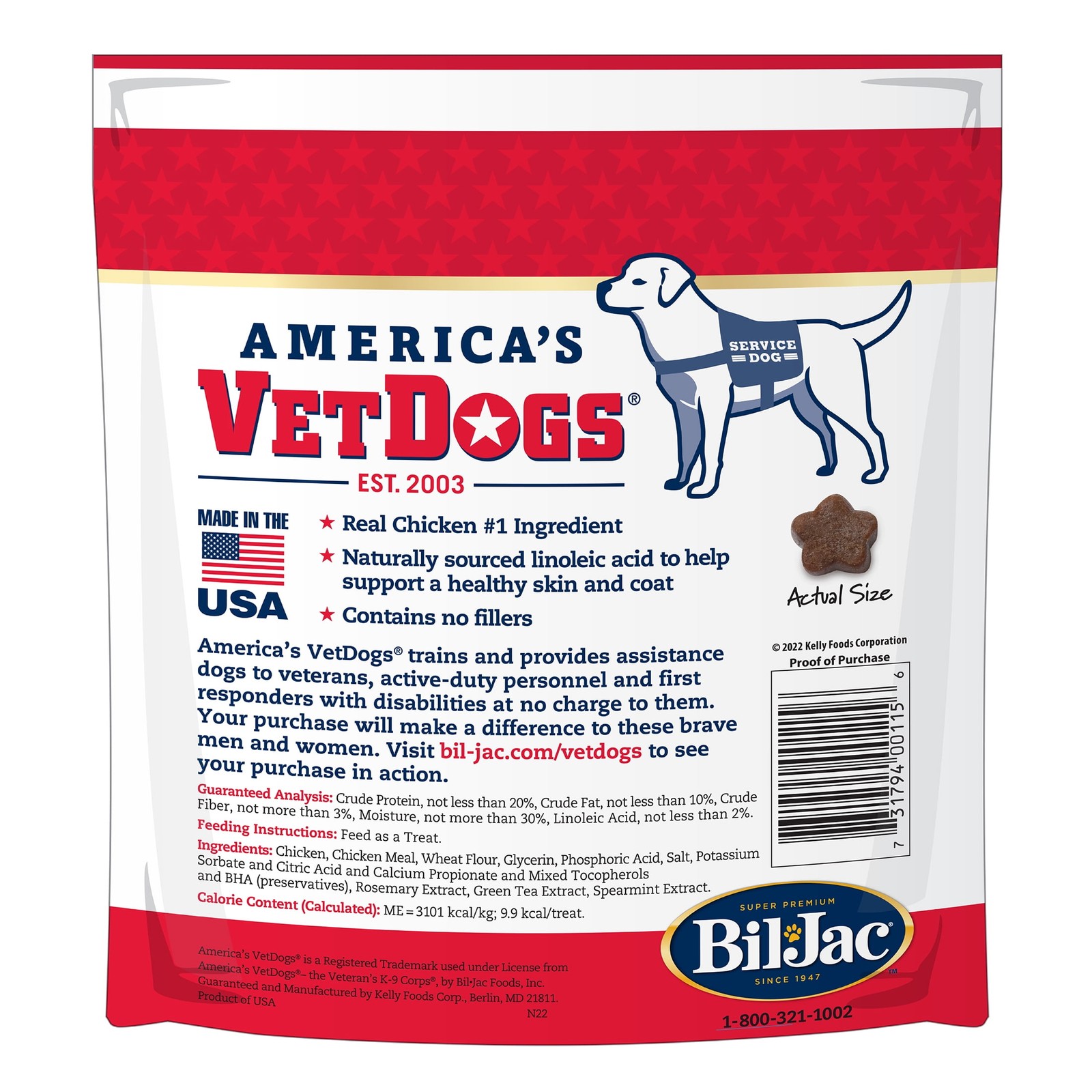 (Pack of 3) Bil-Jac VetDogs Soft and Moist Dog Treats, Chicken Flavor, 10 oz