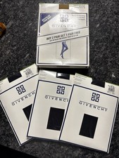 Givenchy Vintage Pantyhose Body Smoothers Size D Jet Black 3 Pairs Support Sheer