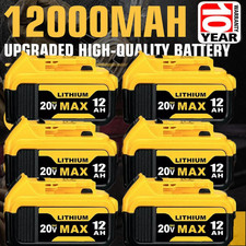 Pack 12.0AH For DeWalt 20V 20 Volt Max XR Lithium Ion Battery DCB206-2 DCB205-2