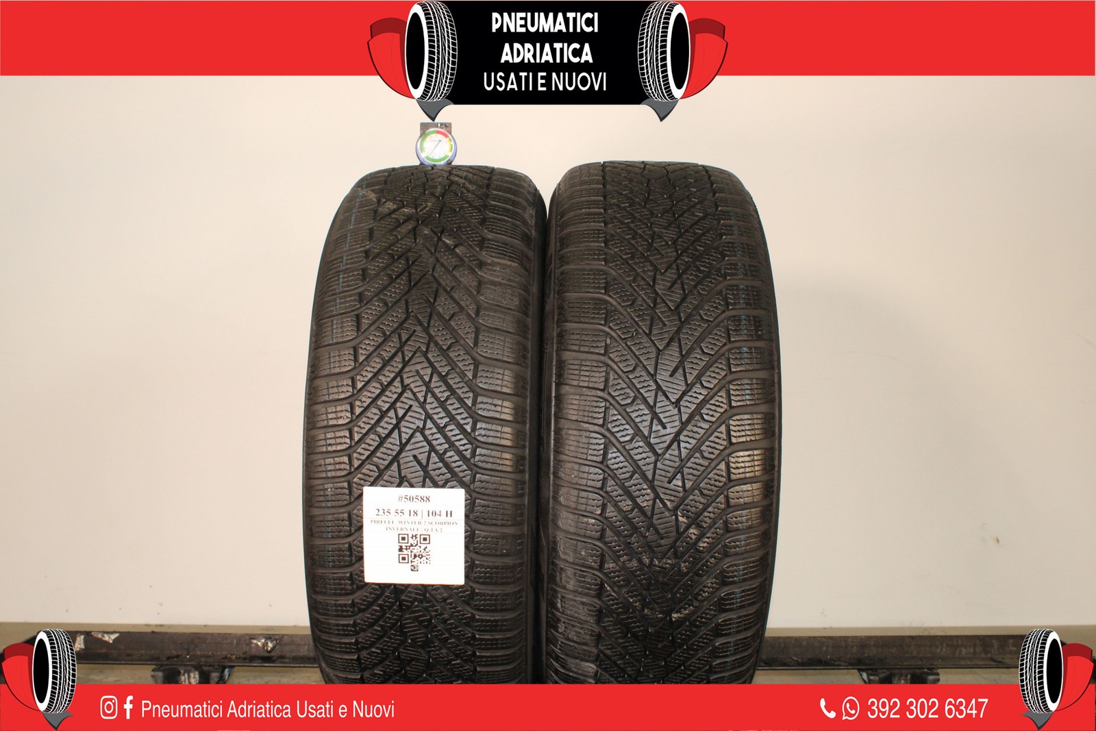 2 PNEUMATICI PIRELLI 235/55 R18 INVERNALI GOMME USATE 81% - ADRIATICA
