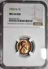 NGC MS-64 RD 1933-D Lincoln Cent, Cartwheeling, Full-Red Blazer.