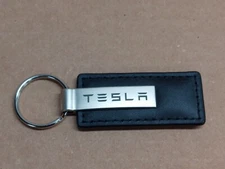 Stylish Black Leather TESLA Laser key chain