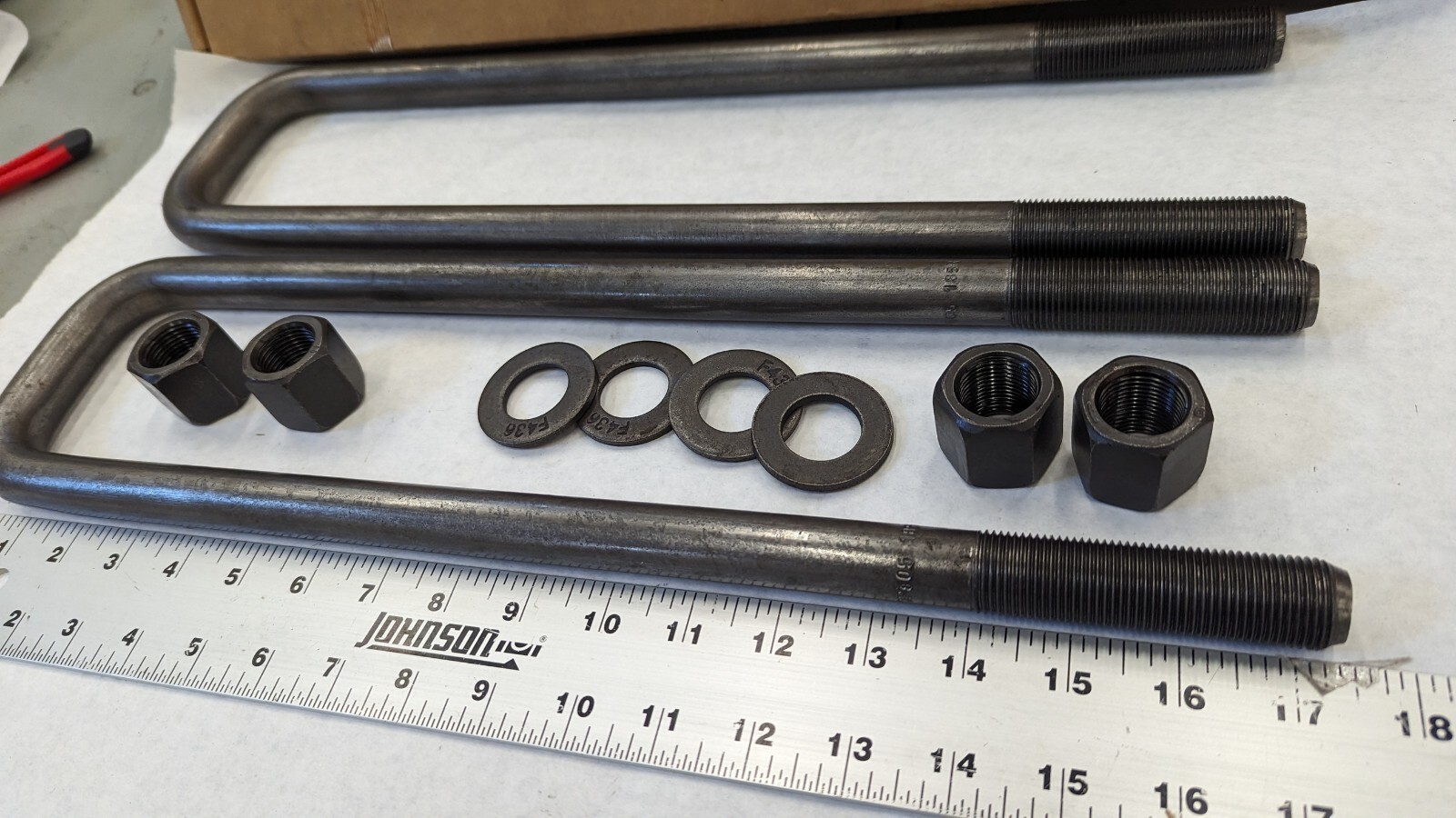 FLTUB7805151 UBolt Kit 1 Pair of 3 1/6 x 17 long 7/8 Square Top Grade