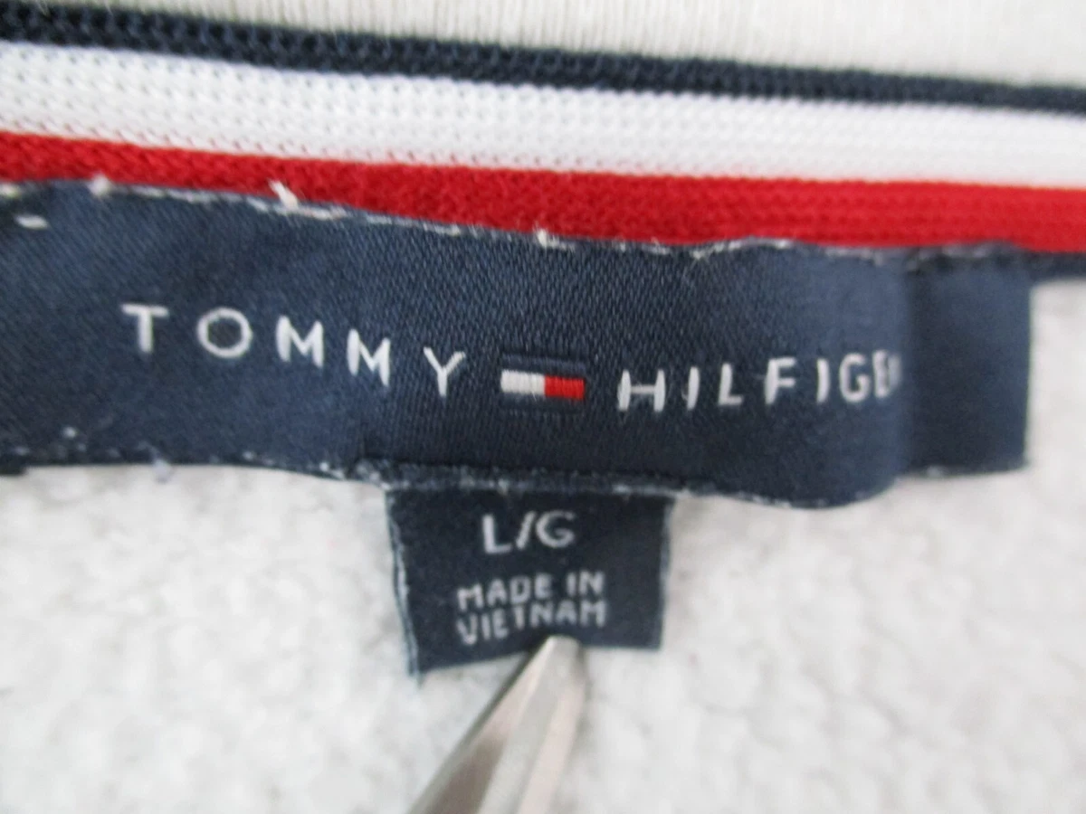 Tommy Hilfiger Sweater Womens LARGE L White Red Blue Big Logo