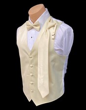 Men's Zelente Canary Yellow Tuxedo Vest with Bow  Long Tie Size 3XL