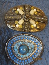BEAUTIFUL AGATE POLISHED ROCK STONE BELT BUCKLE VINTAGE LOT OF 2