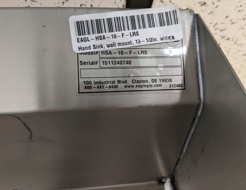 Eagle HSA-10-F-LRS Hand Sink, wall mount, 13-1/2 in. wide x 9-3/4 in. - Picture 6 of 6