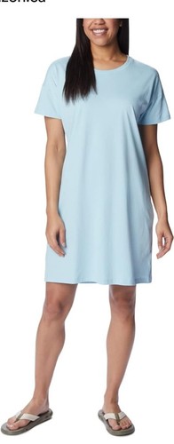 Nwt Columbia Women Park Cotton T-Shirt Dress Spring Blue Size XL