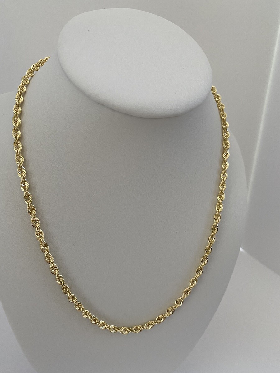 10k Yellow Gold Hollow Rope Chain Necklace 20