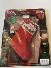 Bucilla Christmas Stocking Kit Counted X-Stitch Poinsettia  Berries