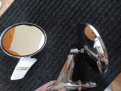 CHROME ROUND MIRRORS VINTAGE STYLE MUSCLECAR RESTO HOTROD KIT