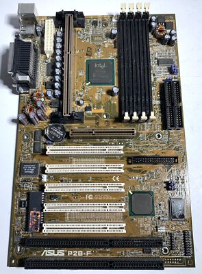 Vintage ASUS Mainboard P2B-F Rev:1.0 - Intel 440BX - ISA PCI AGP SDRAM ATX Slot1