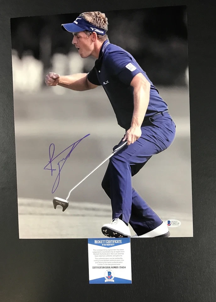 BOMBA DE PUÑO L@K FIRMADA POR LUKE DONALD AUTO PGA 11X14 FOTO BAJO CERTIFICADO DE AUTENTICIDAD BECKETT MASTERS Foto 2 de 2