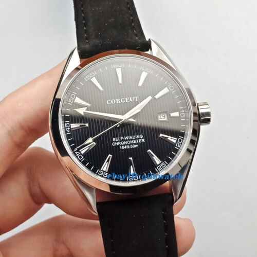 41mm corgeut WristWatch black Sapphire crystal Automatic mens Watch Mechanical - Afbeelding 1 van 7