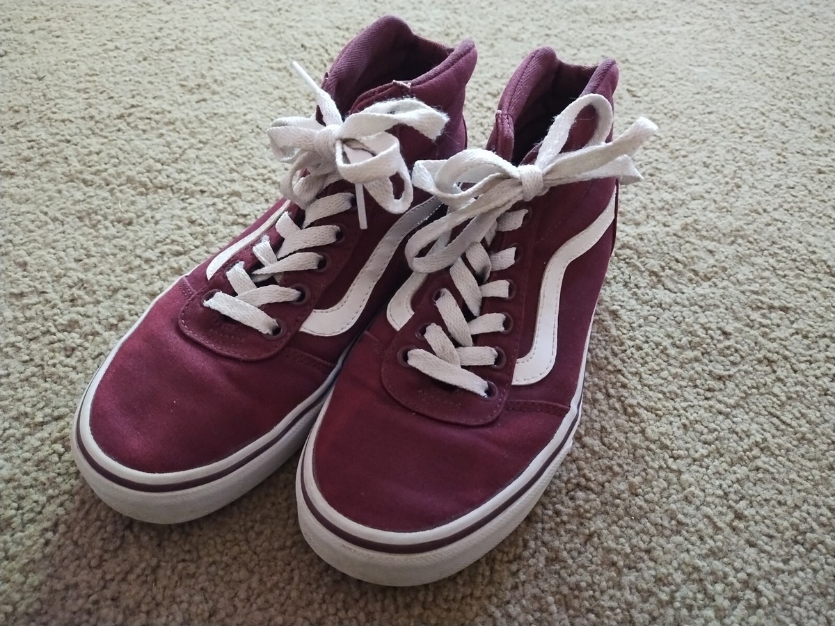 Vans Ward Hi High Top Off The Wall Burgundy Sneakers Size W