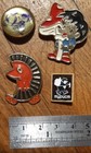 4 Hedgehog Russian pin badge Buttons CARTOON HERO Urchin Vintage metal Mushroom