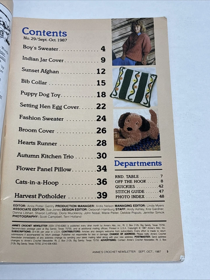 Annie's Crochet Newsletter Sept Oct 1987 Patterns Stuffed Dog Sweater - Image 2 of 4