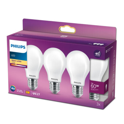 3er Sparpack PHILIPS E27 LED CLASSIC Lampen 7W wie 60W 2700K