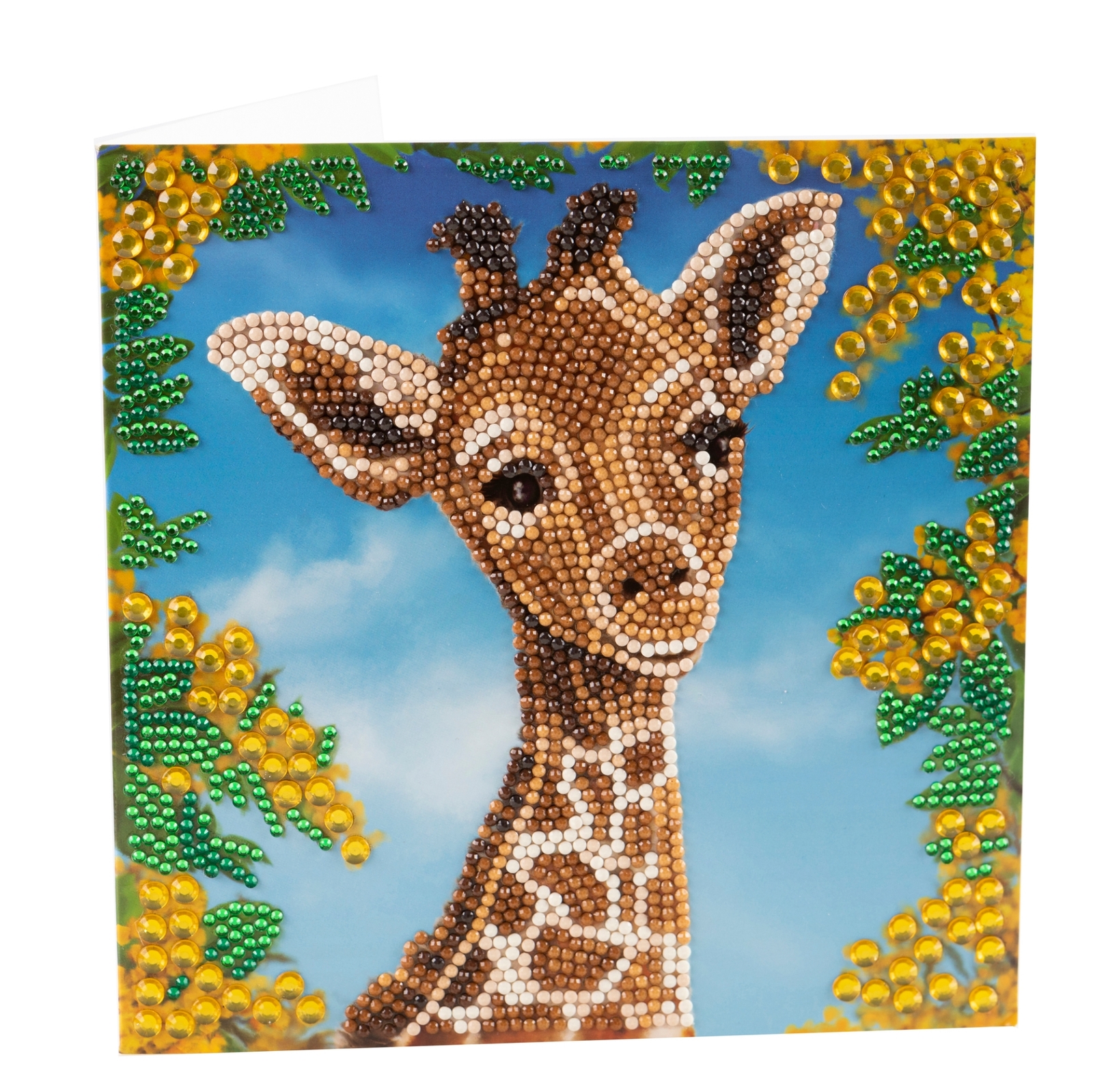 Baby Giraffe 18x18cm Crystal Art Card