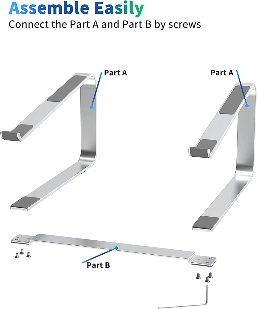 Laptop Stand for Desk, Metal Computer Riser, Heavy Stable PC Holder, Ergonomic L