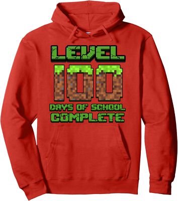 Level 100 Days Of School Complete Pixel Video Games Unisex Hooded Sweatshirt