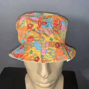COCA-COLA Peace/love Floral Multicolor Reversible Bucket Hat