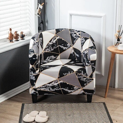 Elastischer All Inclusive Einzel Halbrund Sessel Sofabezug abnehmbarer Couchbezug - Bild 15 von 43