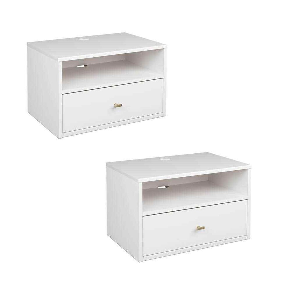 Hanging White 1Drawer Nightstand Bedroom Set, 2Piece eBay
