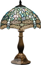 Tiffany Lamp Sea Blue Stained Glass Table Lamp 12X12X18 Inches Dragonfly Style D