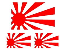 Rising Sun Japanese Three PK 7" & 5" Red Vinyl Decals Car Window Laptop Bumper
