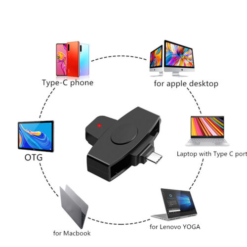 USB-C CAC DOD ID Credit Card Smart Card Reader Sim Card Cloner Type C Adapter F - Picture 7 of 9
