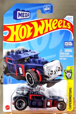 2024 Hot Wheels #25 Experimotors 1/5 BRICK and MOTOR Drk Blue-Red w/BeadlocRimSp