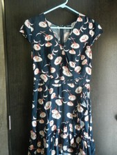J Crew Mercantile Wrap Dress Dark Blue Floral Print Ruffle Size 4 Flutter