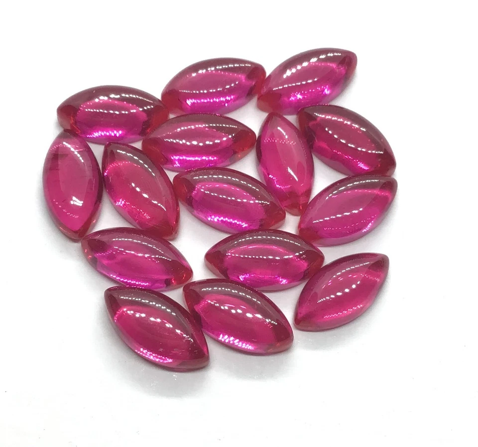 Red Ruby 1.5x3mm To 2.5x5mm Marquise Flat Back Cabochon Synthetic Loose Gemstone - Image 4 of 4