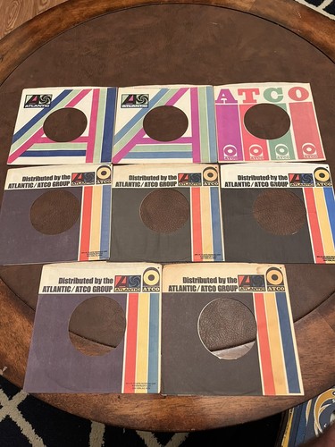 Atlantic, Atco Label (70s MIX) Lot of 8 ORIGINAL Company Sleeves 45rpm in VG-EX
