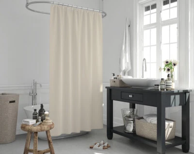TROPIK HOME Light Cream Fabric Shower Curtain, Weighted Hem, Extra Long, Different Sizes