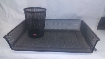 Black Wire Letter Tray Pencil Cup Basket Rubbermaid Desk