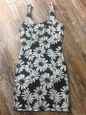 FOREVER 21 Junior S Teeny Tiney Blk & Wht Daisy Stretch Tank Mini Summer Dress