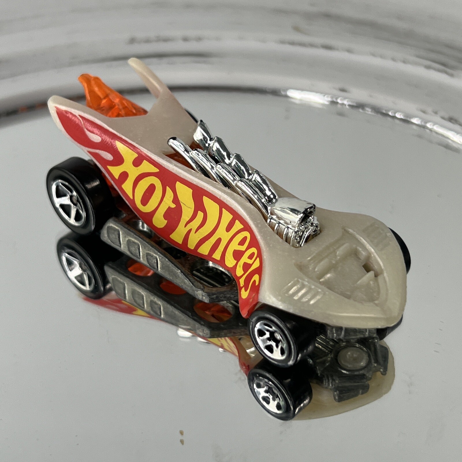 1995 Hot Wheels Mattel Turbo Flame #3  Orange and White 1/64” Die Cast