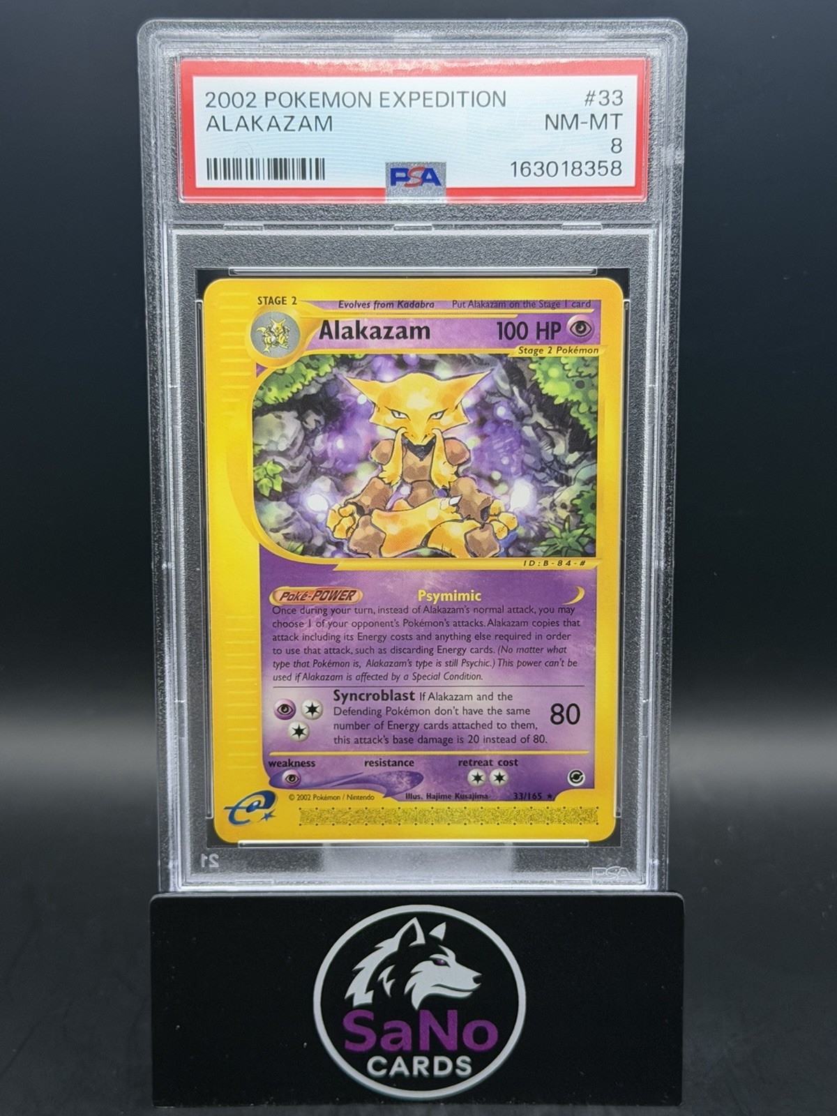 2002 Pokémon Expedition 33 Alakazam PSA 8 NM-MT