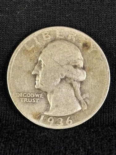 1936 S Washington Quarter 90% Silver US 25 Cent Coin