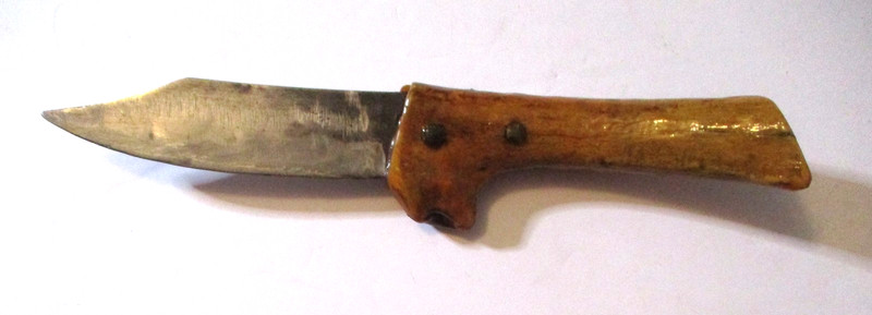 VINTAGE CUSTOM ANTLER HANDLE FIXED BLADE KNIFE ~ PREPPER PROTECT HUNT SURVIVAL