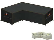 Waterproof L Shape Garden Furniture Cover Heavy Duty Rattan Corner Sofa Black