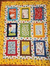 Dr.Seuss Handsewn Baby Quilt, Wall Hanging Book Covers Design 44" X 56"