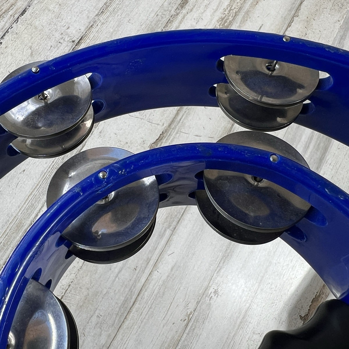 Double Row Half Moon Blue Tambourine With Grip | eBay