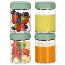 Baby Food Storage Containers Set,100 Leak-Proof Glass Baby Food Jars with Si...