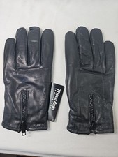 New -Other Black Leather GLOVES Adult Men Size XL Zip Wrist Spotting See photos