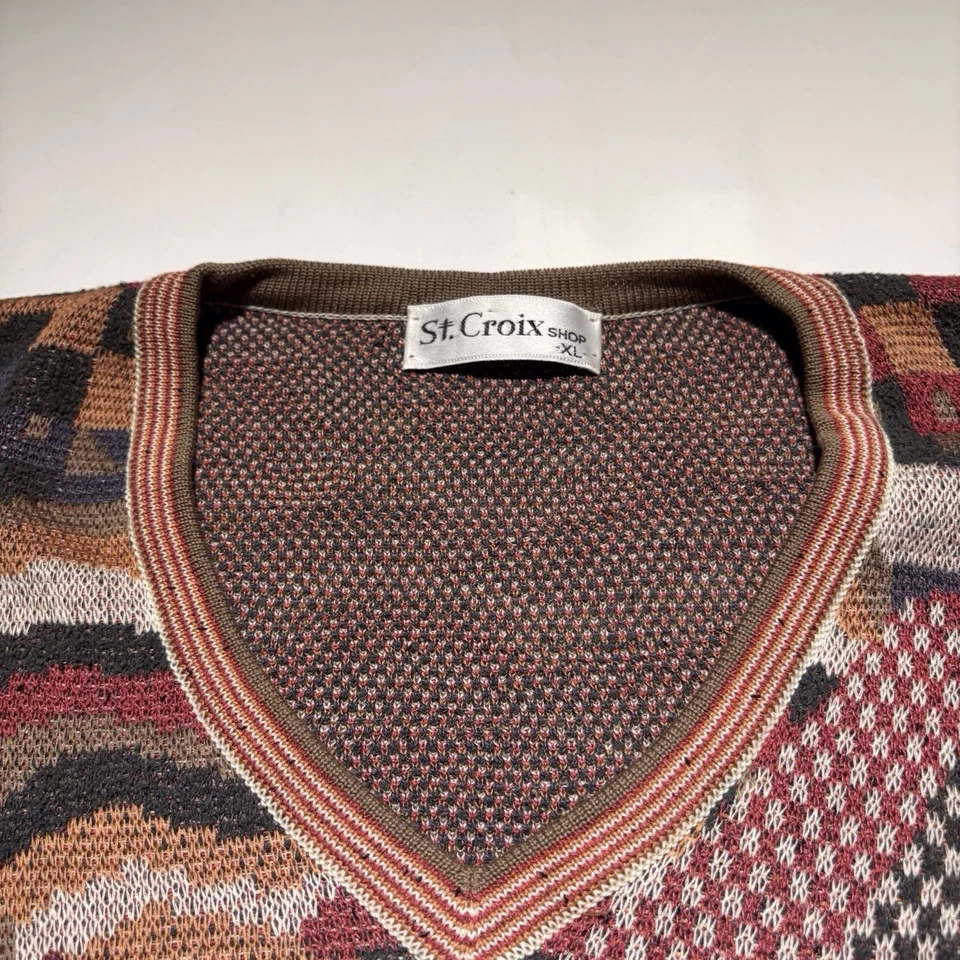 Suéter Pullover Multicolor St. Croix Vintage Para Hombre Hecho en EE. UU. Abuelo Talla XL Foto 2 de 4