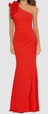 Xscape Women's Red Ruffled One-Shoulder Gown Dress Petite' Size 16P